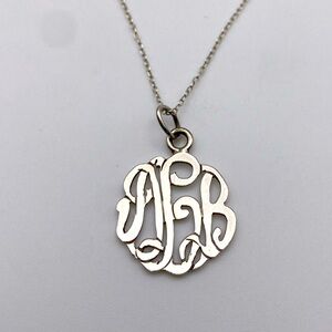 Sterling Silver AGB Monogram Initial Pendant Necklace 925